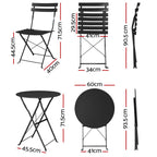 Gardeon 3-Piece Steel Outdoor Bistro Set