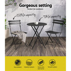 Gardeon 3-Piece Steel Outdoor Bistro Set