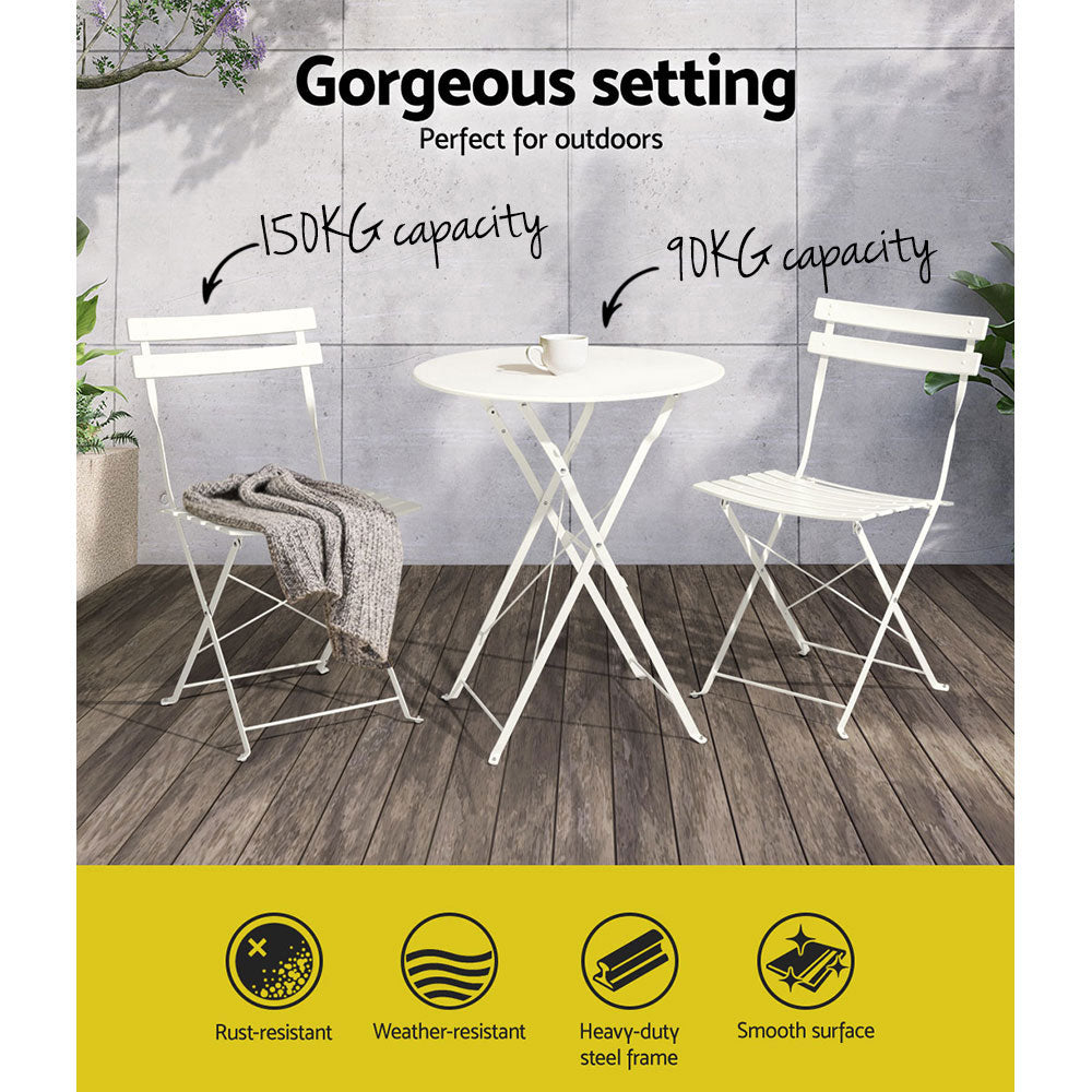 Gardeon 3-Piece Steel Outdoor Bistro Set