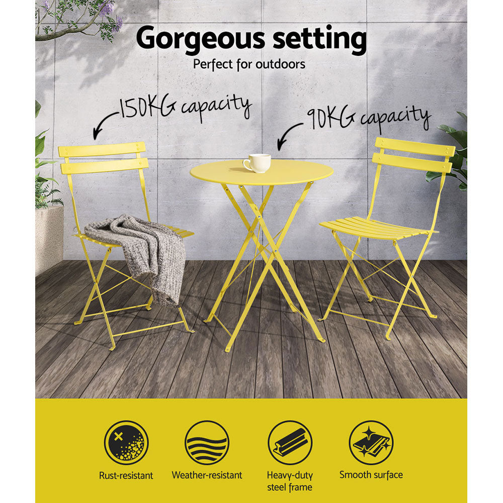 Gardeon 3-Piece Steel Outdoor Bistro Set
