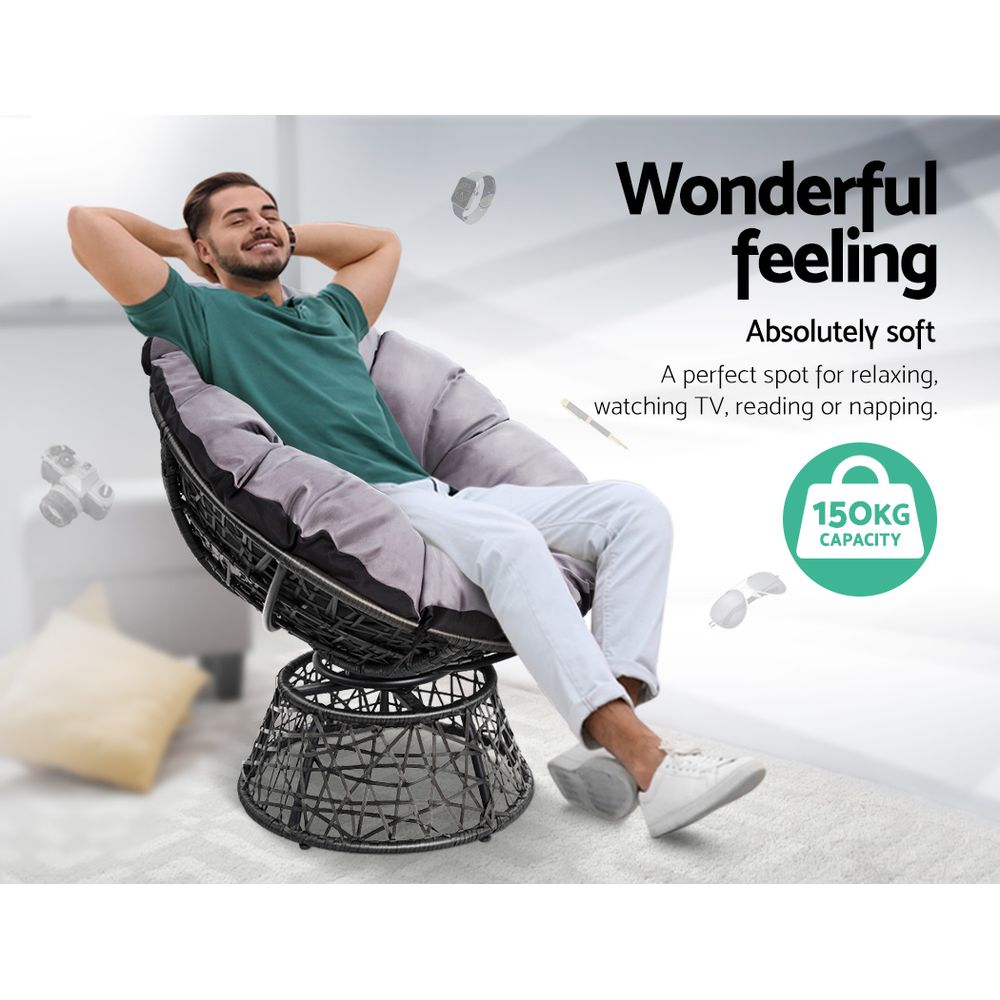 Gardeon Rotatable Papasan Wicker Chair