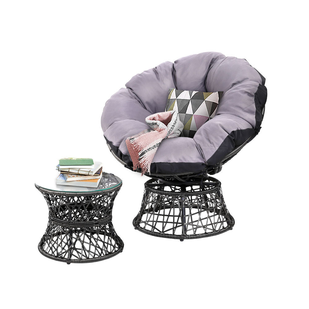 Gardeon PE Wicker Papasan Chair & Table Set