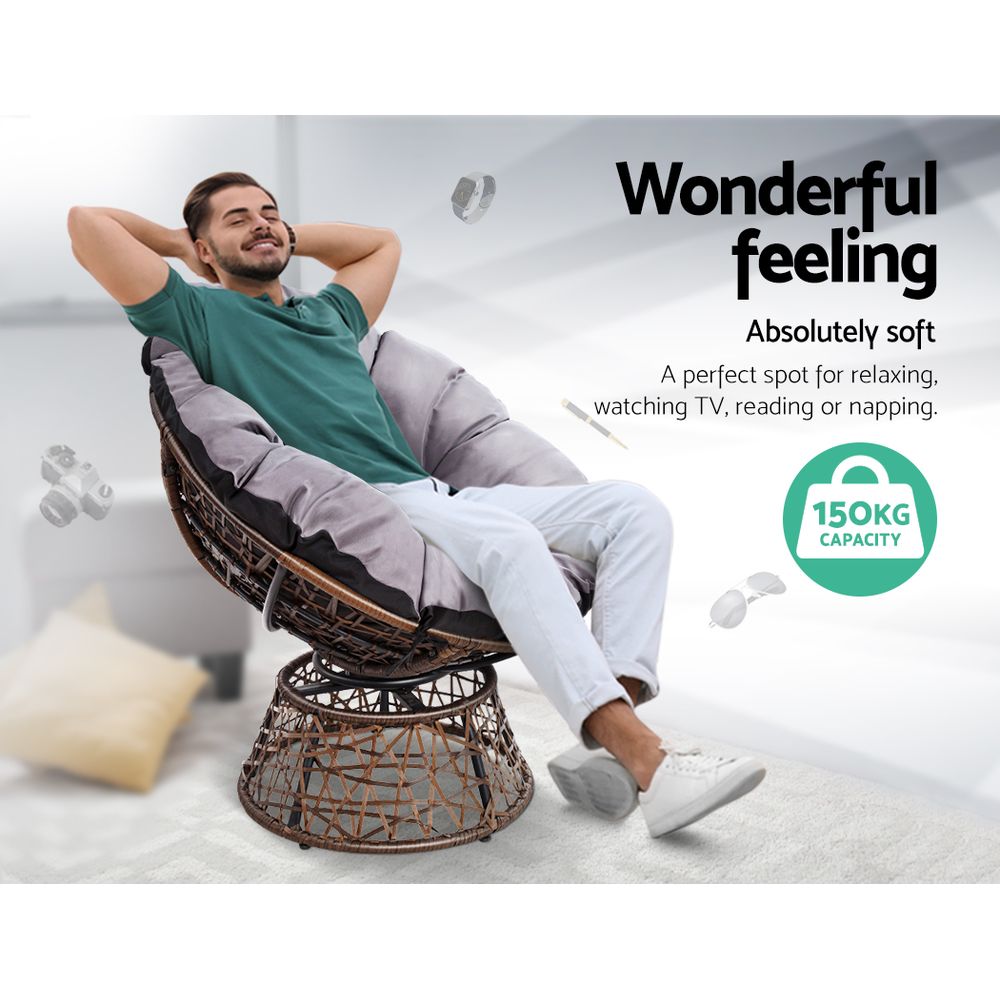 Gardeon PE Wicker Papasan Chair & Table Set