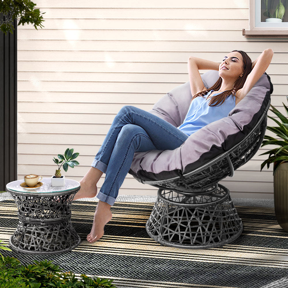 Gardeon PE Wicker Papasan Chair & Table Set