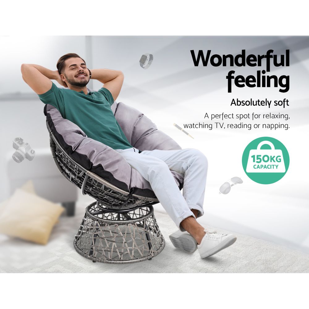 Gardeon PE Wicker Papasan Chair & Table Set