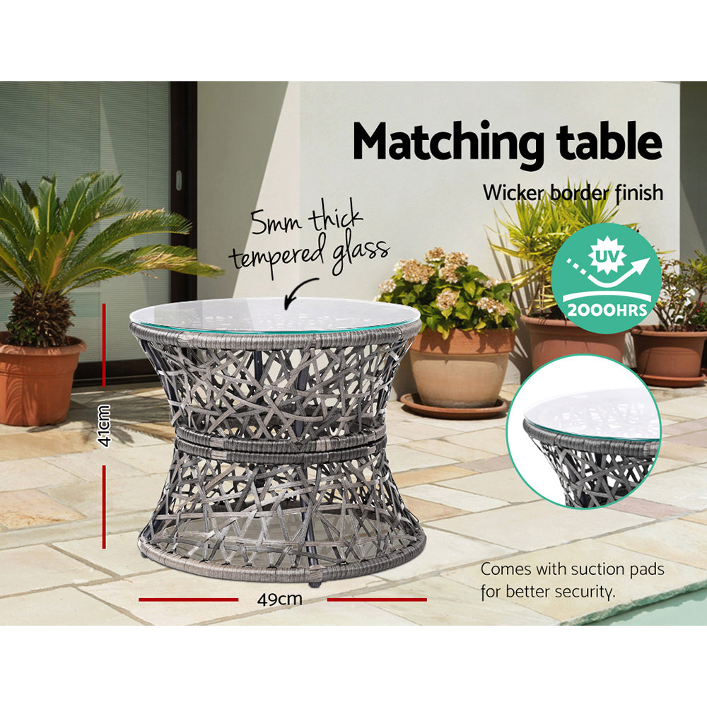 Gardeon PE Wicker Papasan Chair & Table Set