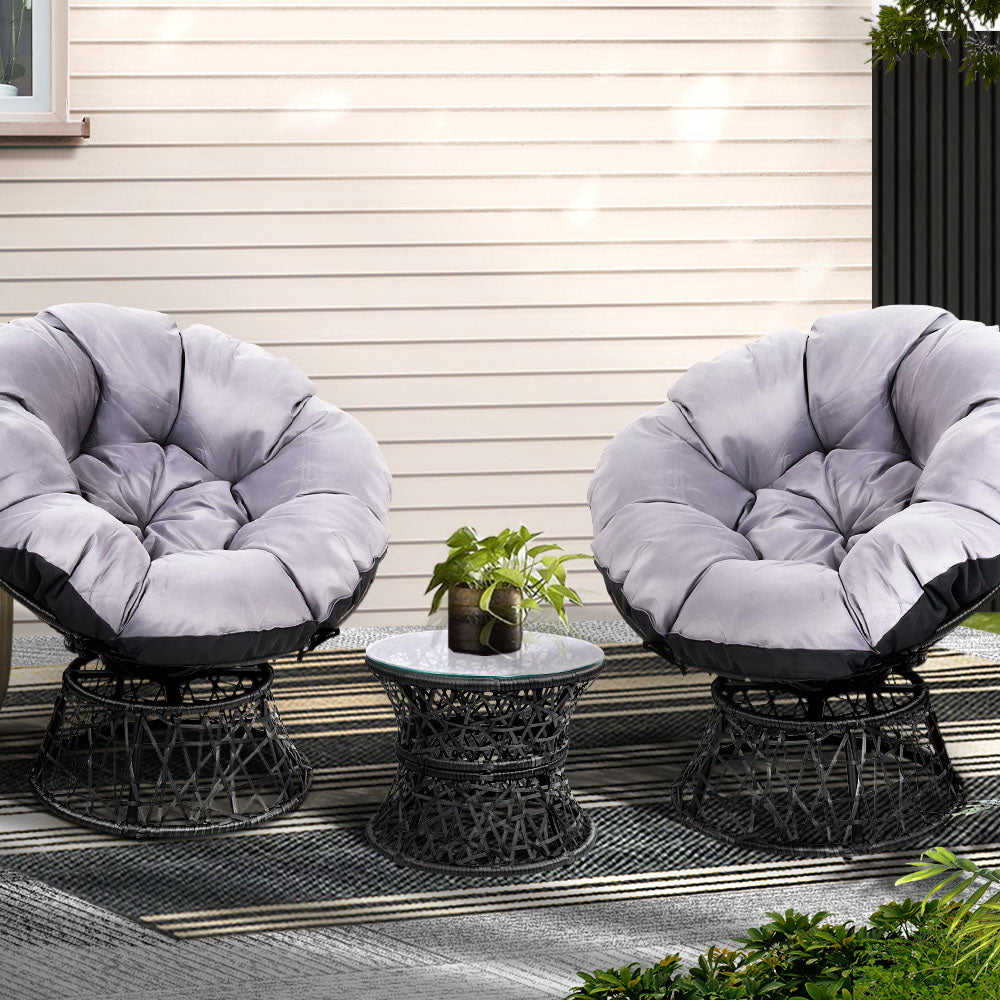 Gardeon Papasan Chair & Side Table Set