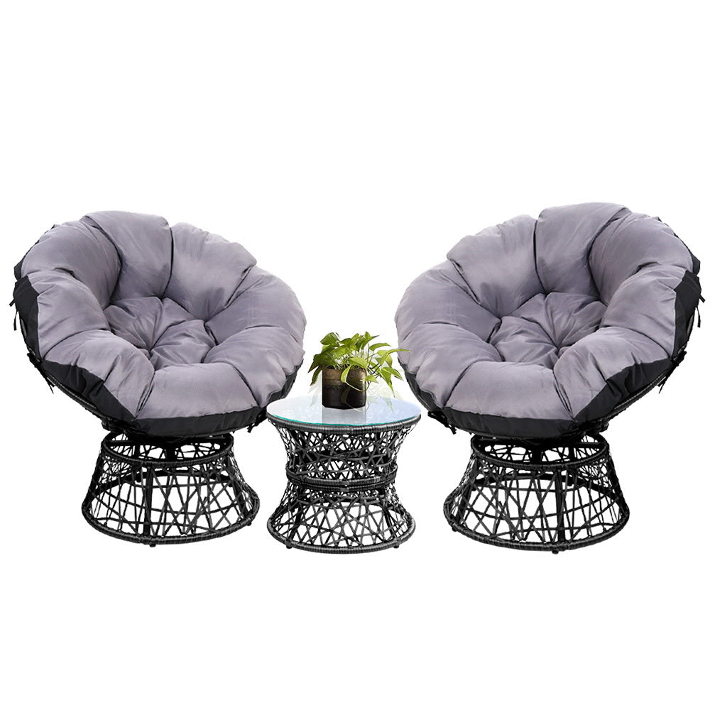 Gardeon Papasan Chair & Side Table Set