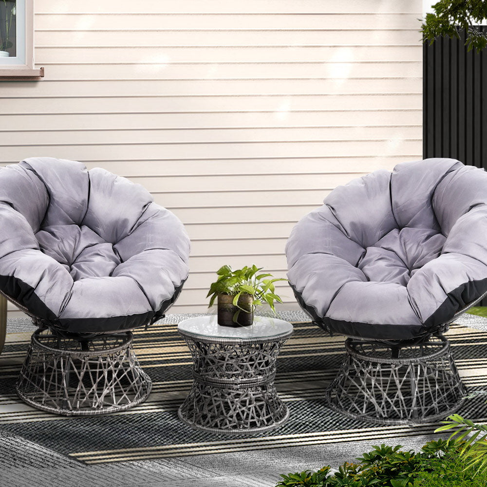Gardeon Papasan Chair & Side Table Set