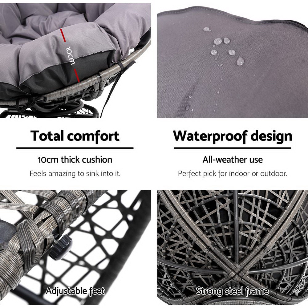 Gardeon Papasan Chair & Side Table Set