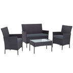 Gardeon Dark Grey 4-Seater Rattan Sofa Set