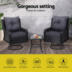 Gardeon 3-Piece Swivel Wicker Bistro Set