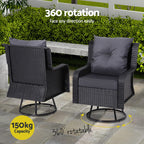 Gardeon 3-Piece Swivel Wicker Bistro Set