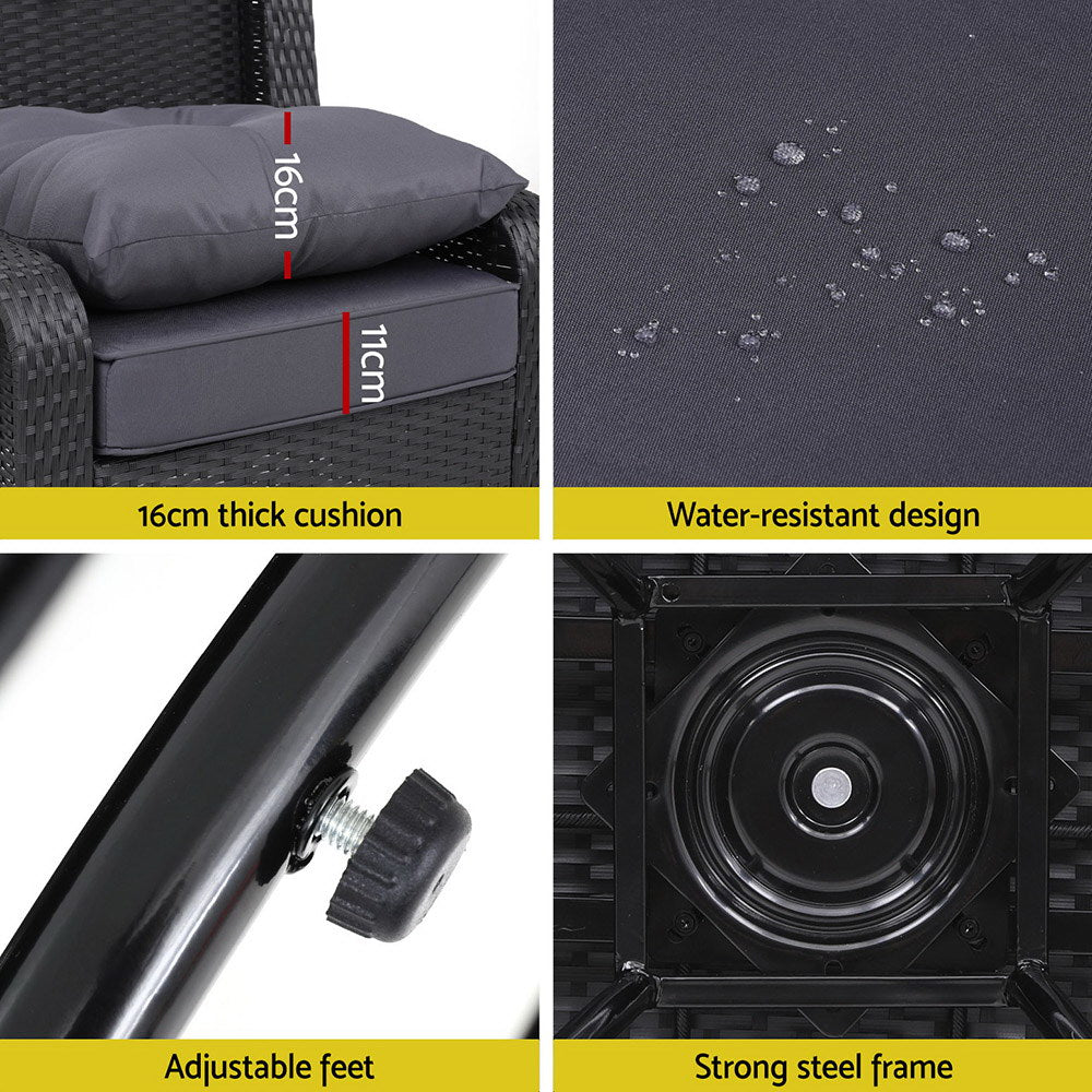 Gardeon 3-Piece Swivel Wicker Bistro Set