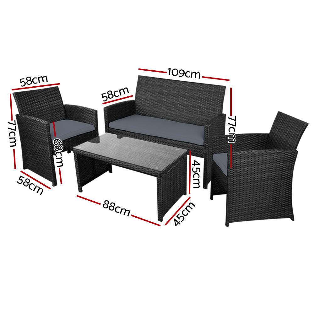 Gardeon 4-Piece Rattan Sofa Set