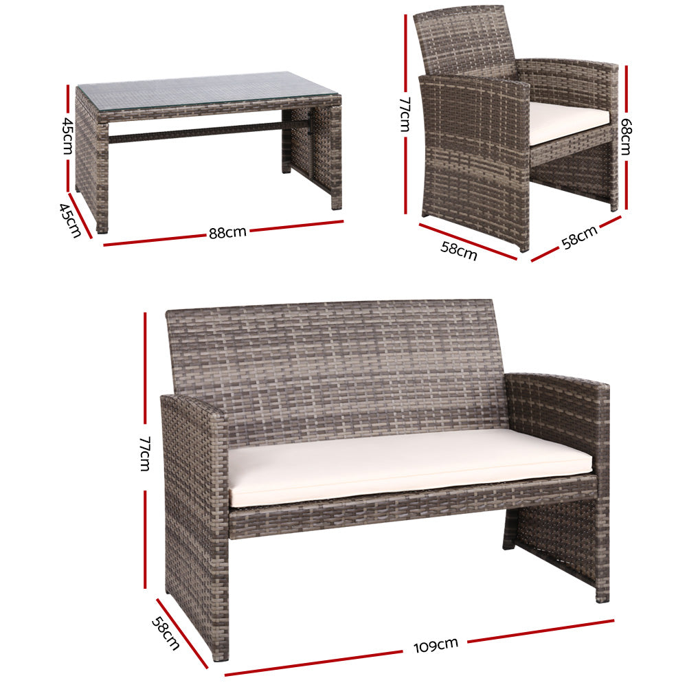 Gardeon Grey 4 PCS Outdoor Sofa Set
