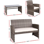 Gardeon Grey 4 PCS Outdoor Sofa Set