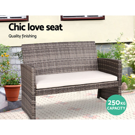 Gardeon Grey 4 PCS Outdoor Sofa Set