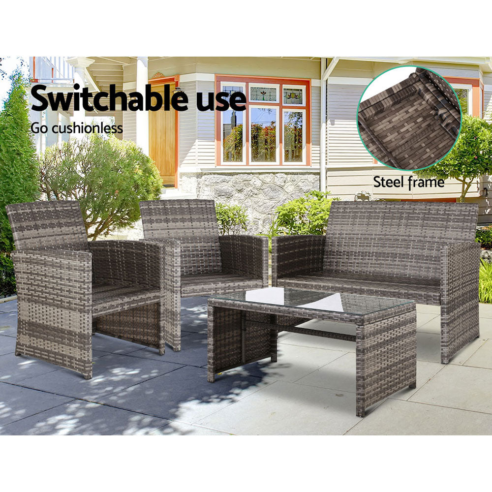 Gardeon Grey 4 PCS Outdoor Sofa Set