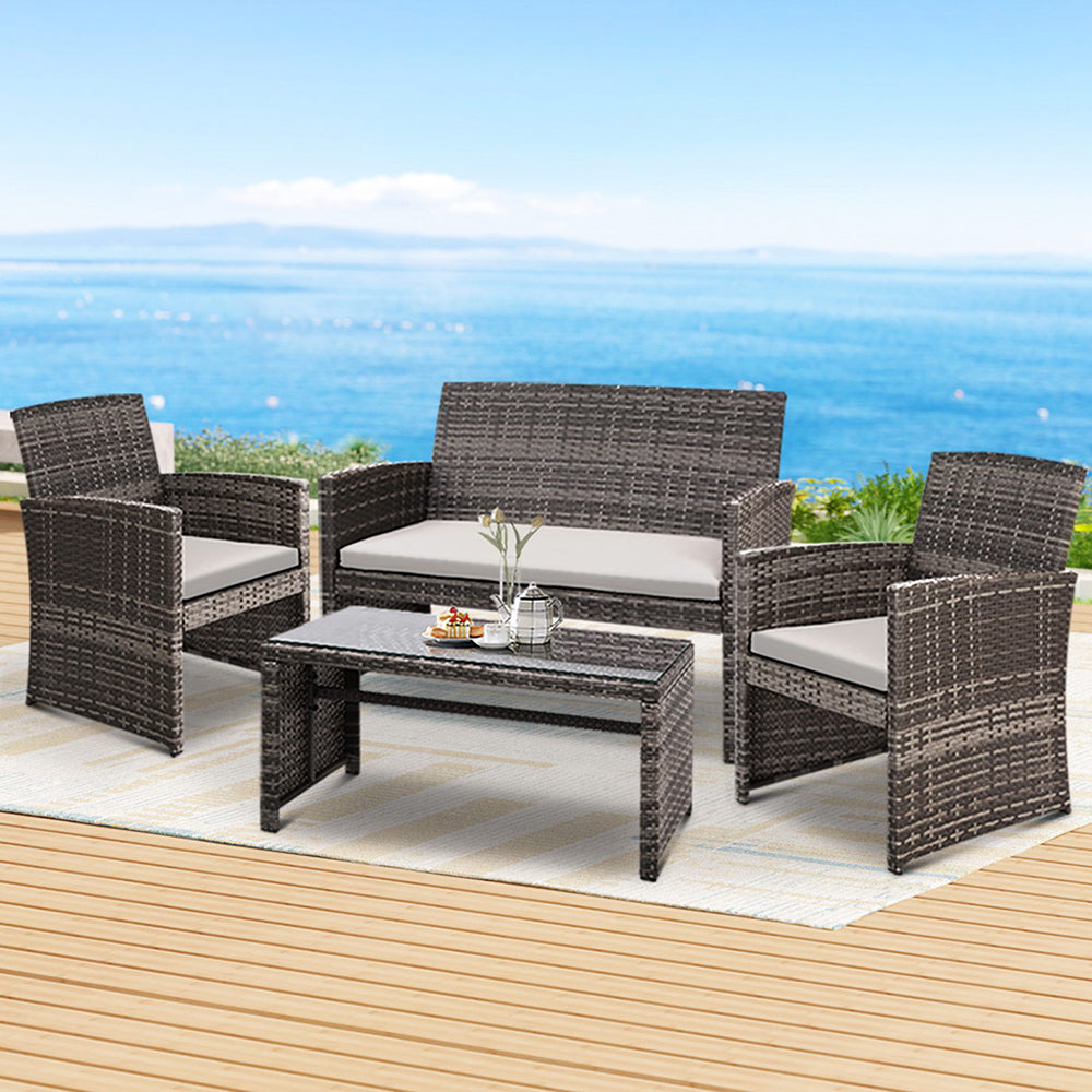 Gardeon Grey 4 PCS Outdoor Sofa Set
