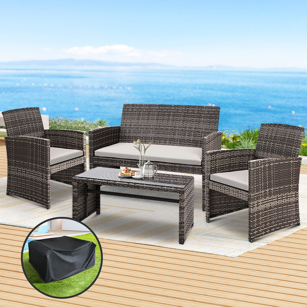 Gardeon 4-Piece Stylish Rattan Sofa Set