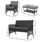 Gardeon Elegant 4PCS Wicker Sofa Set