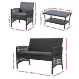 Gardeon Elegant 4PCS Wicker Sofa Set
