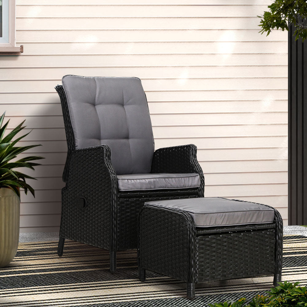 Gardeon Adjustable Wicker Recliner Set