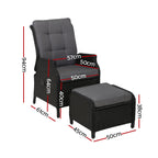 Gardeon Adjustable Wicker Recliner Set