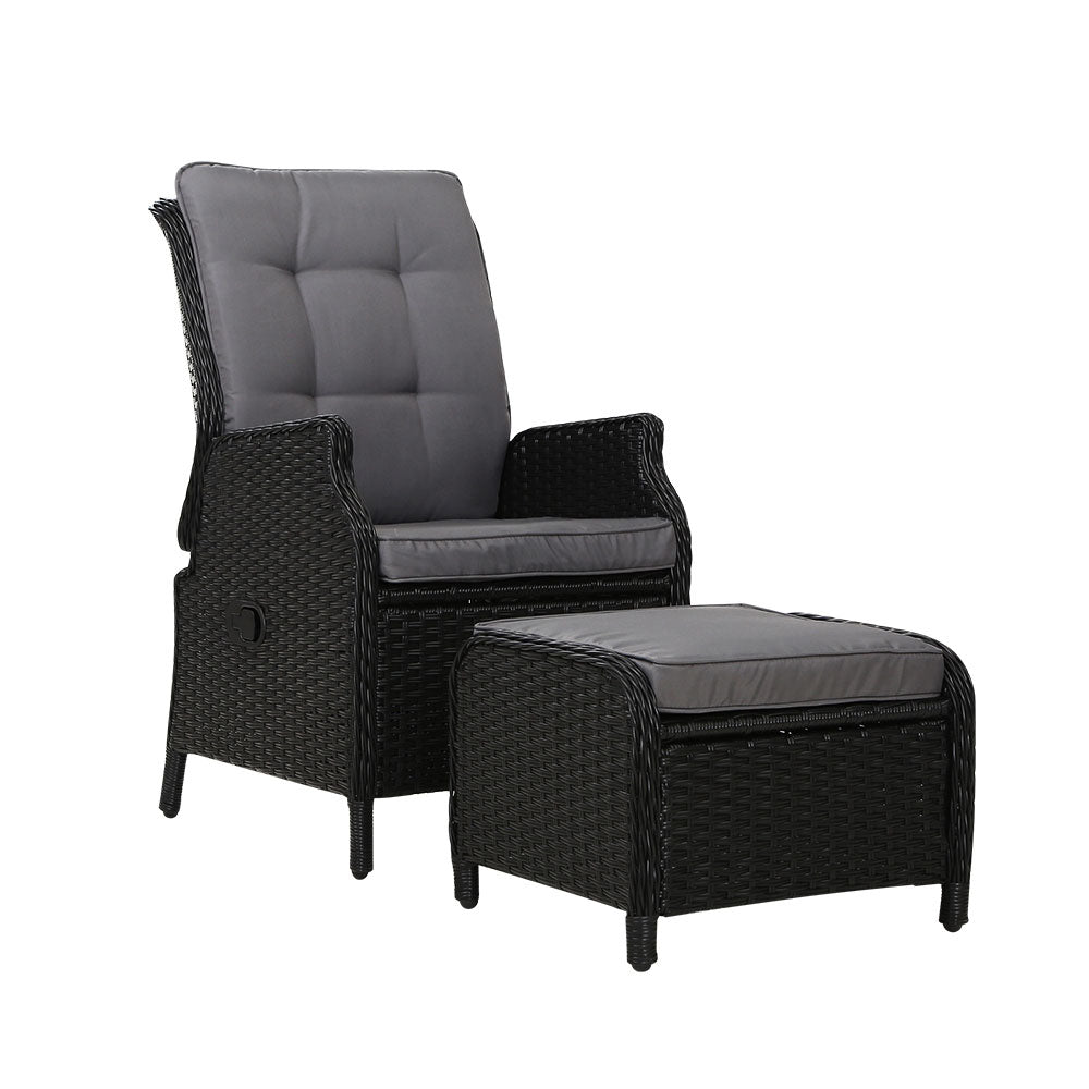 Gardeon Adjustable Wicker Recliner Set