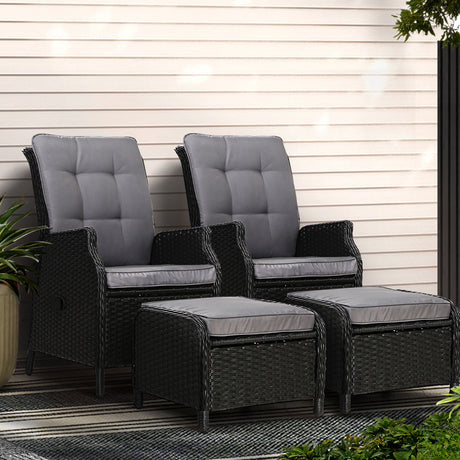 Gardeon Outdoor Wicker Recliner Chair Set