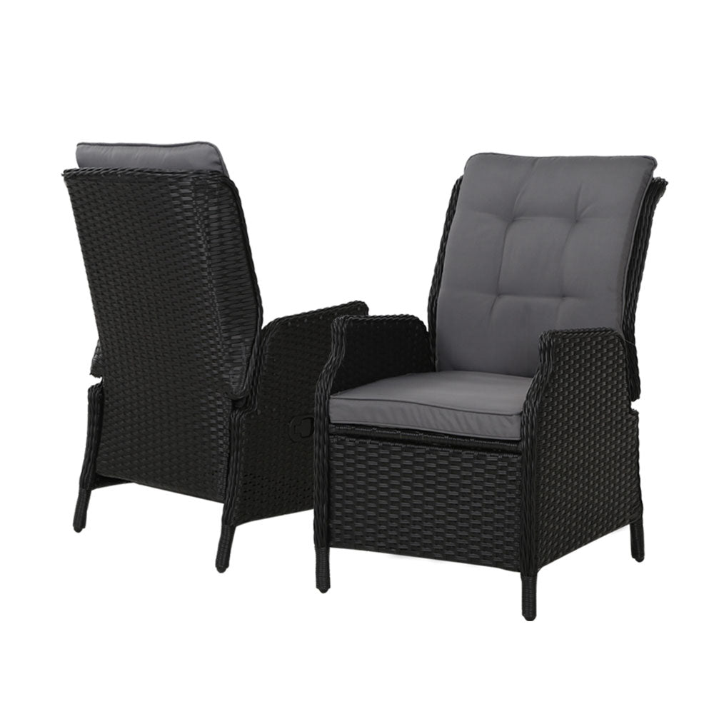 Gardeon Outdoor Wicker Recliner Chair Set