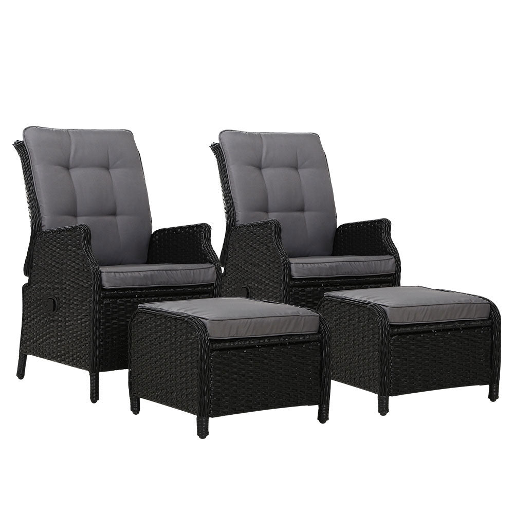 Gardeon Outdoor Wicker Recliner Chair Set