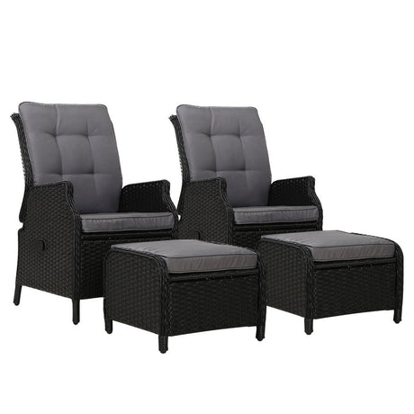 Gardeon Outdoor Wicker Recliner Chair Set