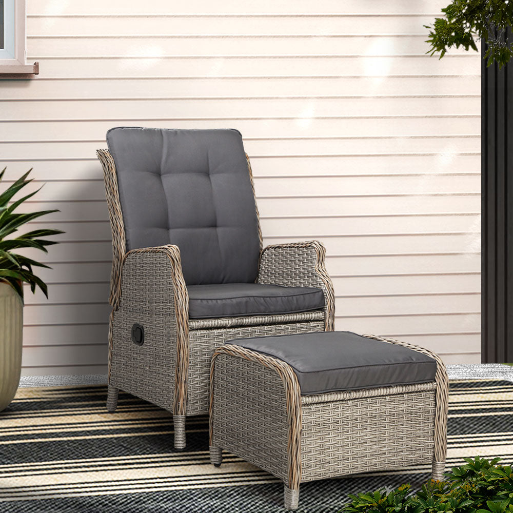 Gardeon Adjustable Wicker Recliner Set