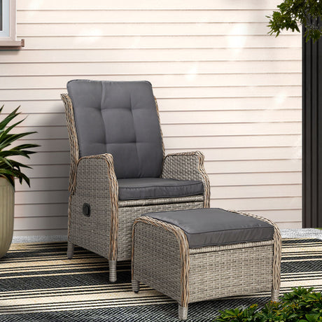 Gardeon Adjustable Wicker Recliner Set