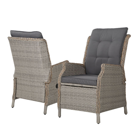 Gardeon Adjustable Wicker Recliner Set