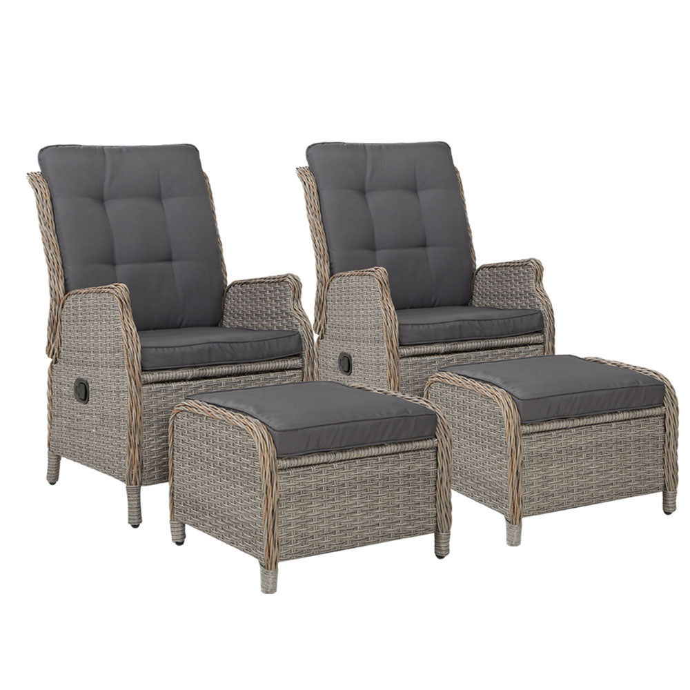 Gardeon Outdoor Wicker Recliner Chair Set