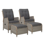 Gardeon Outdoor Wicker Recliner Chair Set