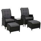 Gardeon 5PC Wicker Recliner Set