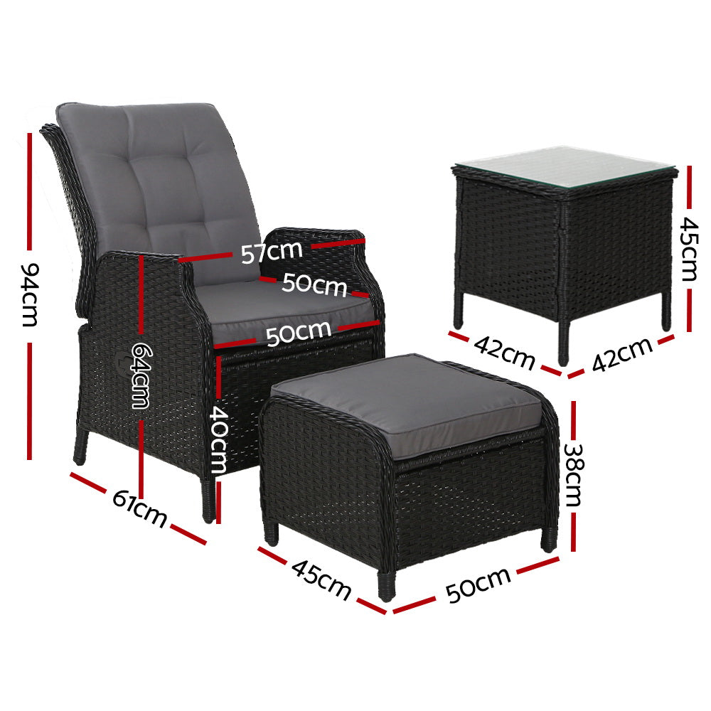 Gardeon 5PC Wicker Recliner Set