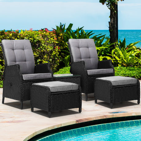 Gardeon 5PC Wicker Recliner Set