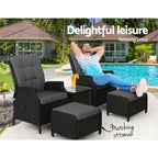 Gardeon 5PC Wicker Recliner Set
