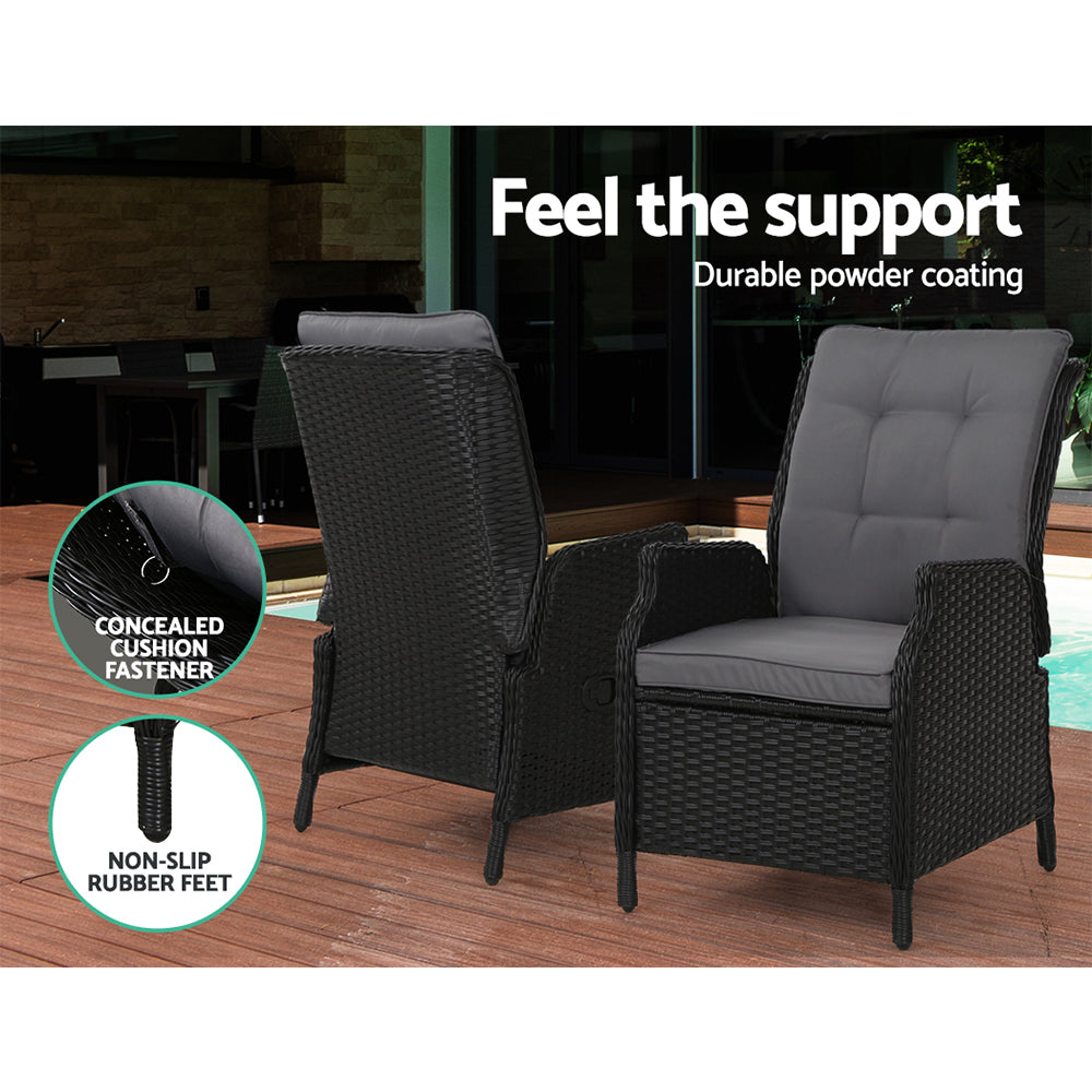 Gardeon 5PC Wicker Recliner Set
