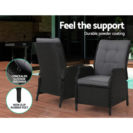 Gardeon 5PC Wicker Recliner Set