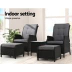 Gardeon 5PC Wicker Recliner Set