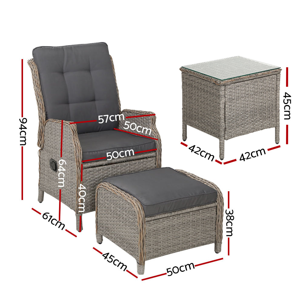 Gardeon 5PC Wicker Recliner Set