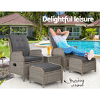 Gardeon 5PC Wicker Recliner Set