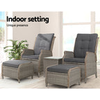 Gardeon 5PC Wicker Recliner Set