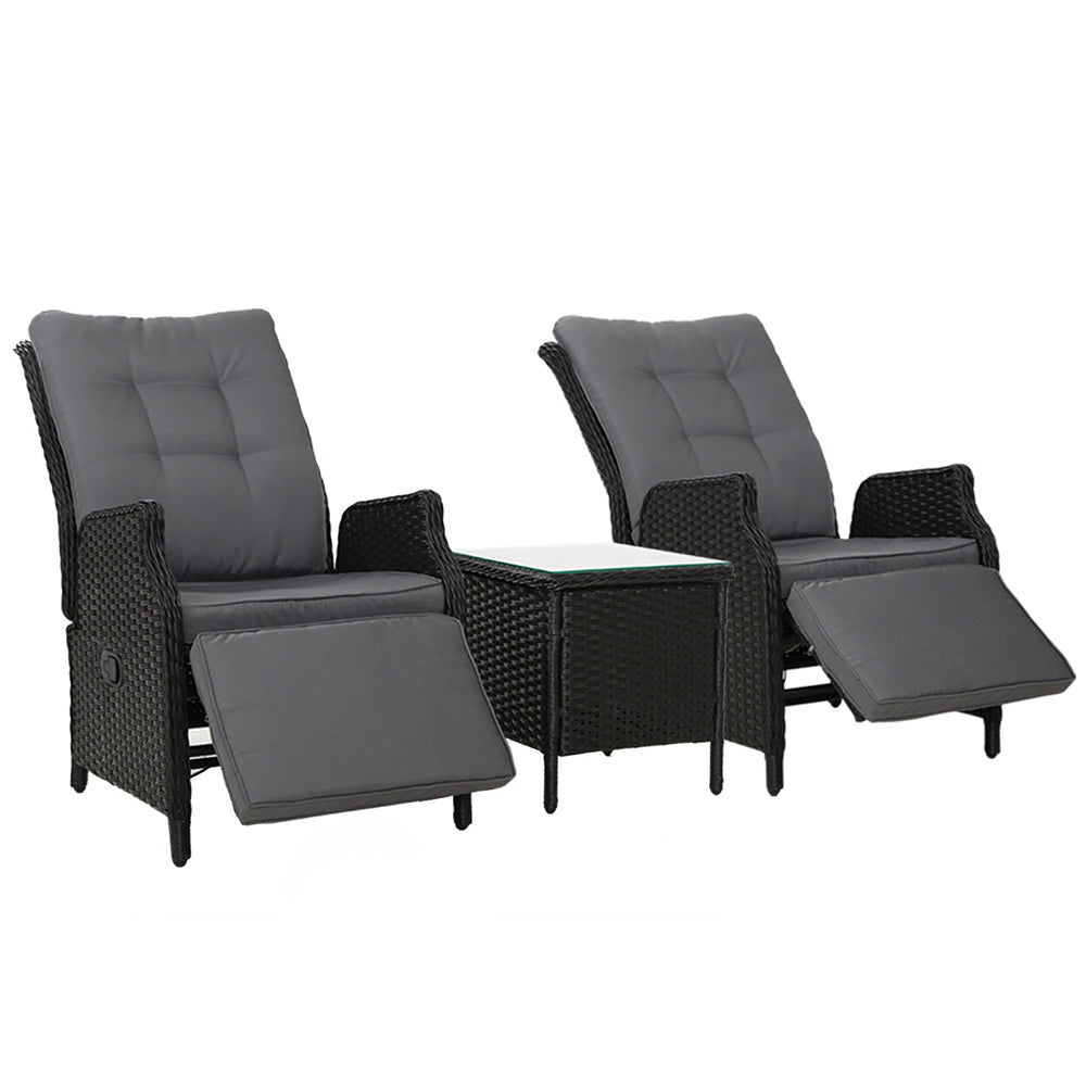 Gardeon Adjustable Wicker Recliner Chair Set
